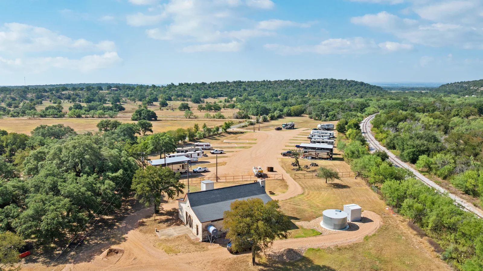 Looking across the RV sites